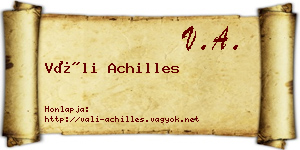 Váli Achilles névjegykártya